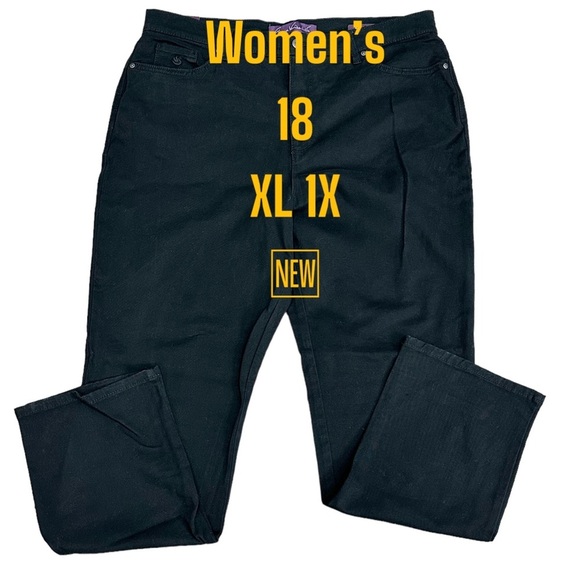 Womens Gloria Vanderbilt 18 XL 1X Jeans Denim Black Stretch Straight Amanda NWT - Picture 2 of 11